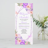 Programma voor roze en Paarse Floral Quinceanera (Staand voorkant)