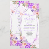Programma voor roze en Paarse Floral Quinceanera (Voorkant / Achterkant)