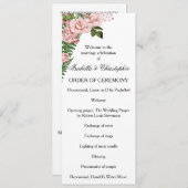 Programma voor roze rozen en Ferns Wedding Programmakaart (Voorkant / Achterkant)