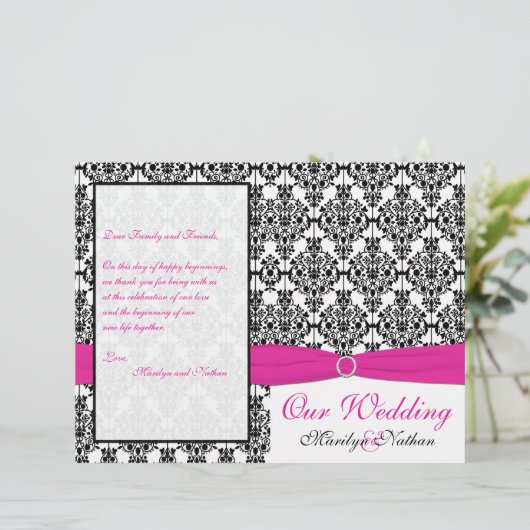 Programma voor roze, witte en zwarte bruiloft (Staand voorkant)