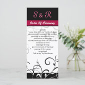 Programma voor roze, zwarte en witte bruiloft programmakaart (Staand voorkant)