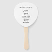 Programma voor Tropische zomerstrandbruiloft Handwaaier (Achterkant)