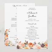 Programma voor uitzending en peach Floral Wedding (Voorkant / Achterkant)