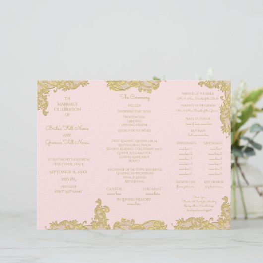  programma voor weddenschappen met gouden en roze  (Staand voorkant)