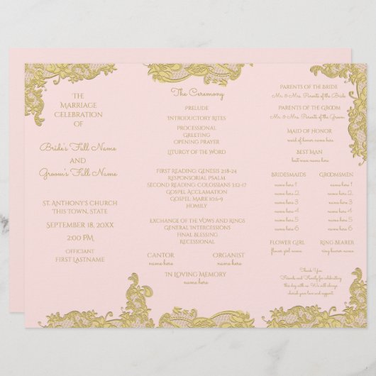 programma voor weddenschappen met gouden en roze (Voorkant / Achterkant)