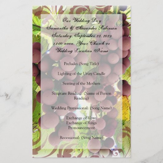 Programma voor wijnbouw op wijnstokken bij wijnsto (Voorkant)