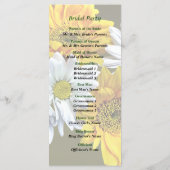 Programma voor zonnebloemen en Daisies Wedding Programmakaart (Achterkant)
