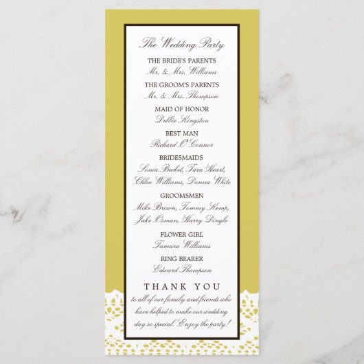 Programma voor zonnebloemen en  weddenschappen programmakaart (Achterkant)