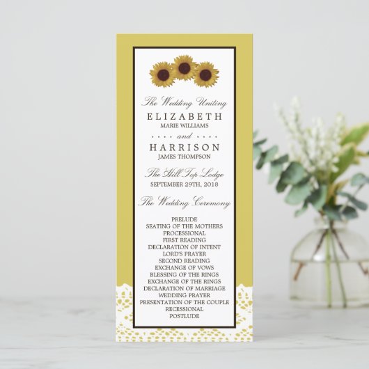 Programma voor zonnebloemen en  weddenschappen programmakaart (Staand voorkant)