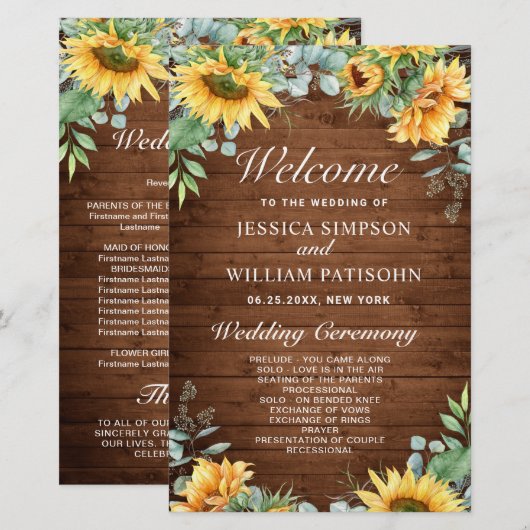 Programma voor zonnebloemen Eucalyptus Weddenschap (Voorkant / Achterkant)