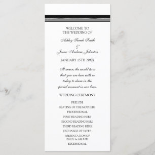 Programma voor zwart-witbruiloft programmakaart