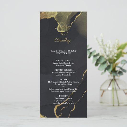 programma voor zwarte & goudmarmer programmakaart (Staand voorkant)