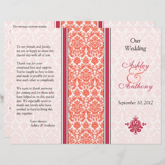 Programma Watermeloen en Coral Damask Wedding (Voorkant / Achterkant)