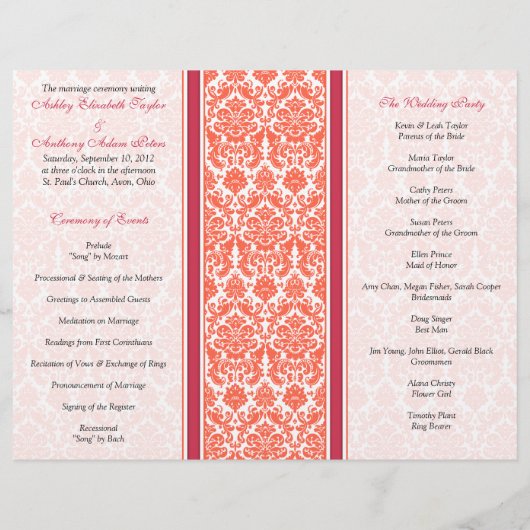 Programma Watermeloen en Coral Damask Wedding (Achterkant)