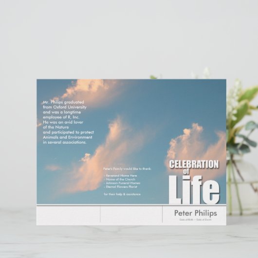 Programmabrochure voor de herdenkingsdienst van Tr (Staand voorkant)