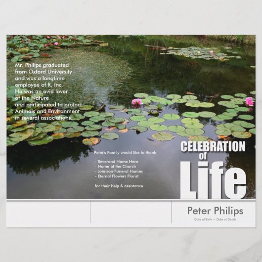 Programmabrochures voor Tri-Fold Lotus Memorial Se (Voorkant)