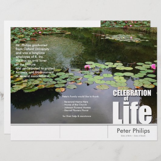 Programmabrochures voor Tri-Fold Lotus Memorial Se (Voorkant / Achterkant)