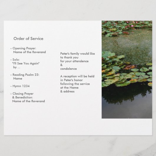Programmabrochures voor Tri-Fold Lotus Memorial Se (Achterkant)