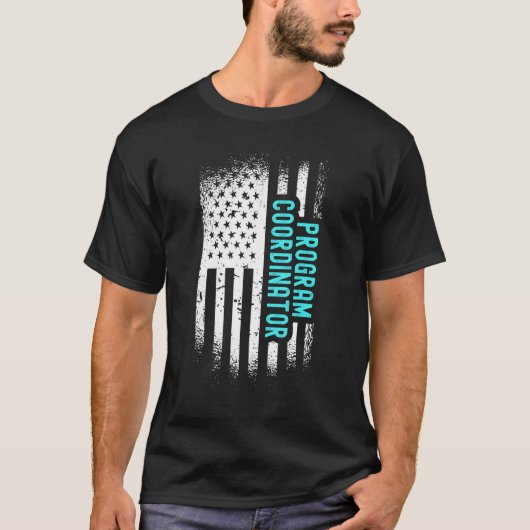 Programmacoördinator met Amerikaanse vlag T-shirt (Voorkant)
