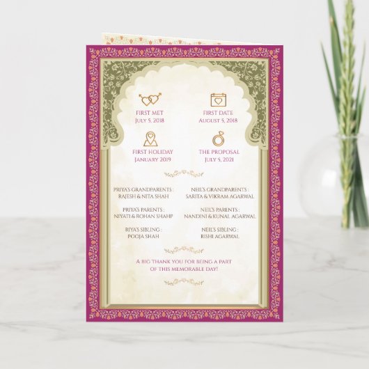 Programmagids voor Indiase trouwceremonie Programma (Achterkant)