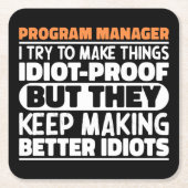 Programmamanager Ik probeer dingen grappig te zegg Kartonnen Onderzetters (Voorkant)