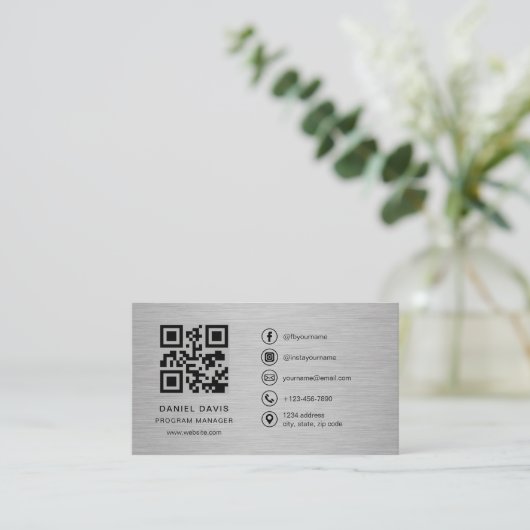 Programmamanager Metaal QR Code Visitekaartje (Staand voorkant)