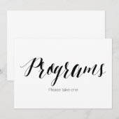 "Programma's, graag één exemplaar" Bruiloftsbord Kaart (Voorkant / Achterkant)