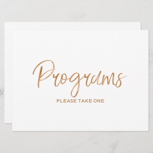 "Programma's" Huwelijk Bord | Stijlvolle Gouden Ro Kaart (Voorkant / Achterkant)