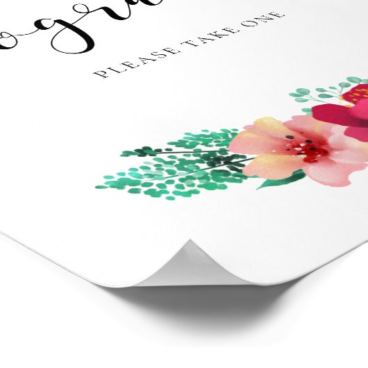 Programma's neem één bloemstuk bruiloft poster (Hoek)