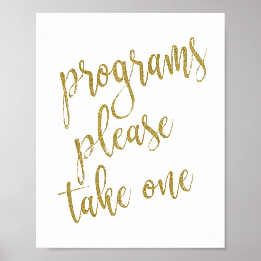 Programma's Neem één Glitter 8x10 Wedding Sign Poster (Voorkant)
