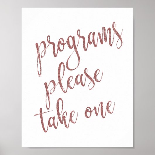 Programma's Neem Eén Roze Gouden Glitter Bord Poster (Voorkant)