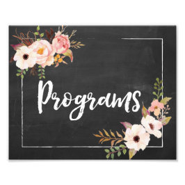 Programma's Rustic Chalkboard Floral Wedding Sign Foto Afdruk