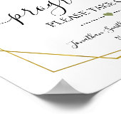 Programma's teken trouwceremonie groen goud poster (Hoek)