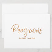 "Programma's" Trouwbord | Stijlvolle Gouden Roos Kaart (Voorkant / Achterkant)