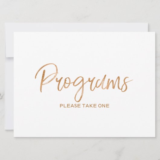 "Programma's" Trouwbord | Stijlvolle Gouden Roos Kaart (Voorkant)