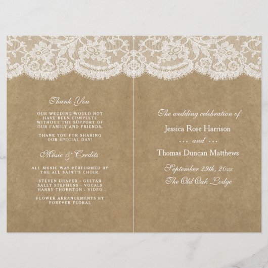 Programma's van het Collectie Kraft & Lace Wedding (Voorkant)