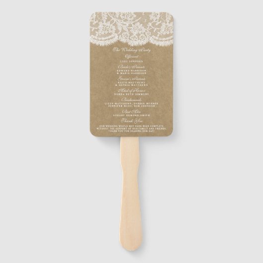 Programma's van het Collectie Kraft & Lace Wedding Handwaaier (Achterkant)