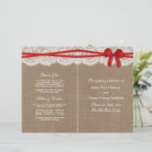 Programma's van het Rustic Red Bow Wedding Collect (Staand voorkant)