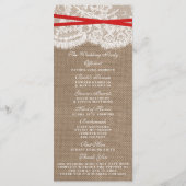 Programma's van het Rustic Red Bow Wedding Collect (Achterkant)