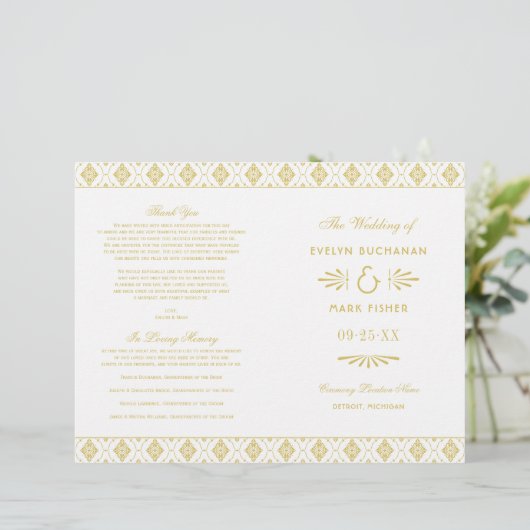  programma's voor weddenschappen met witte en goud (Staand voorkant)