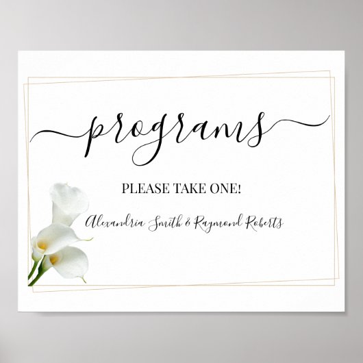 Programma's Wedding Ceremony Greenery Calla Lily S Poster (Voorkant)