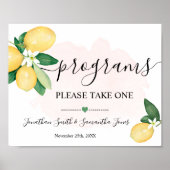Programma's Wedding Ceremony Lemons Pink Sign Poster (Voorkant)