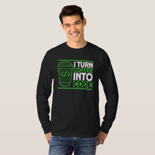 Programmeercode koffiecode coderen softwareontwikk t-shirt (Voorkant volledig)