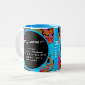 Programmeercoder Colorful Splatter Abstracte Art Tweekleurige Koffiemok (Voorkant links)