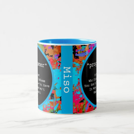 Programmeercoder Colorful Splatter Abstracte Art Tweekleurige Koffiemok (Center)