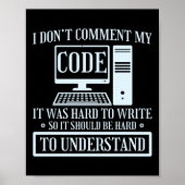 Programmeercodering Ik becommentariëer geen code h Poster (Voorkant)
