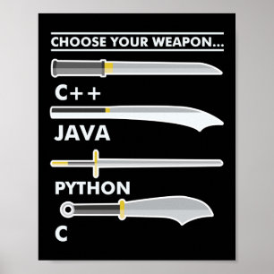 Programmeercodering Kies je wapen C Java Python Poster