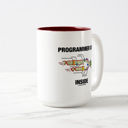 ProgrammeerDNA Inside (DNA-replicatie) Tweekleurige Koffiemok (Voorkant rechts)