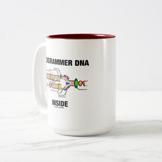 ProgrammeerDNA Inside (DNA-replicatie) Tweekleurige Koffiemok (Voorkant links)