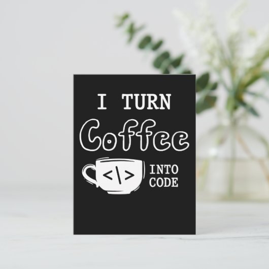 Programmeerkaart Coffee Joke Software Codeur Briefkaart (Staand voorkant)